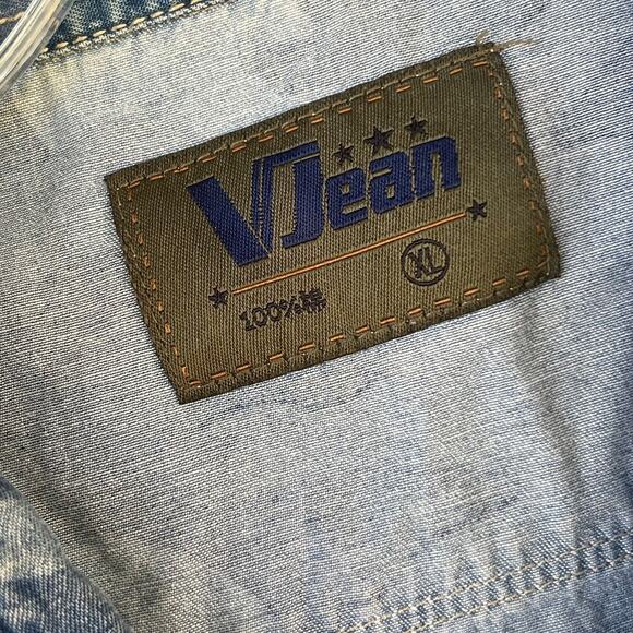 Shirt Jacket Mens XLarge Blue Camo Denim Shacket Snap Button Casual Utility - Picture 3 of 10